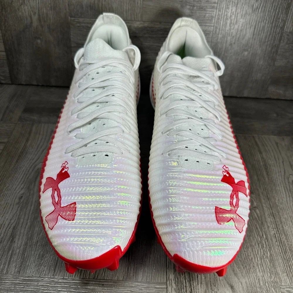 Under Armour Football Cleats Blur Pro Smoke Mens 11 White Red 3026220-101 NEW